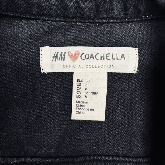 H&M Coachella Collection Embroidered Black Denim Vest EUC size 8 - Picture 10 of 11